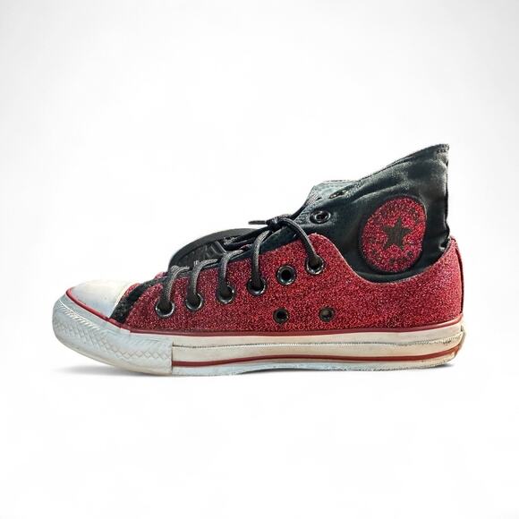 Vtg Converse Chuck Taylor All Star Glitter High Top Shoes Women’s 7 Men’s 5 Red - Picture 6 of 10